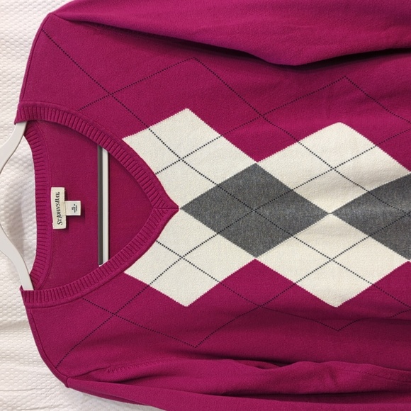 St. John's Bay Argyle Sweater Top - Picture 2 of 5